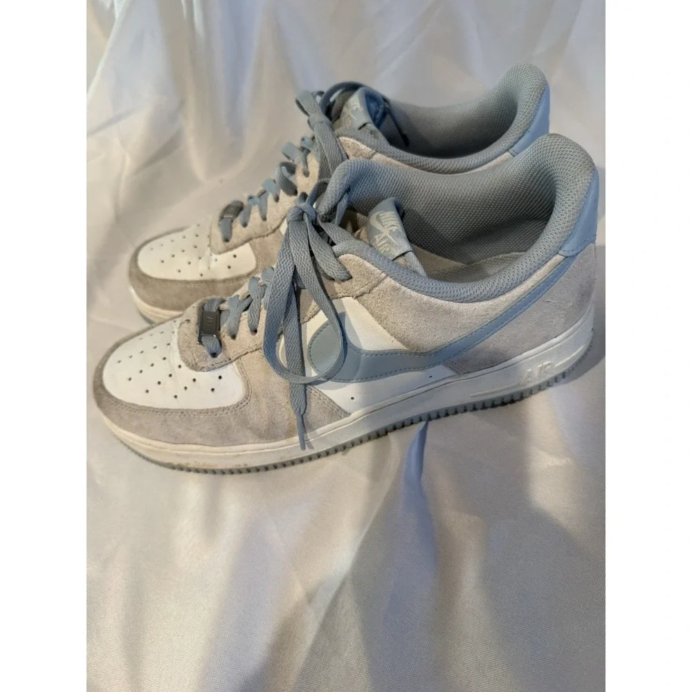 Nike Air Force 1‎ Low Gray Suede White Sneakers Men's Casual Shoes 11.5 Blue